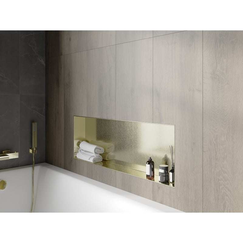 Mexen X-Wall-NR Nischenregal ohne Flansch 90 x 30 cm, gebürstetes Gold - 1951903010