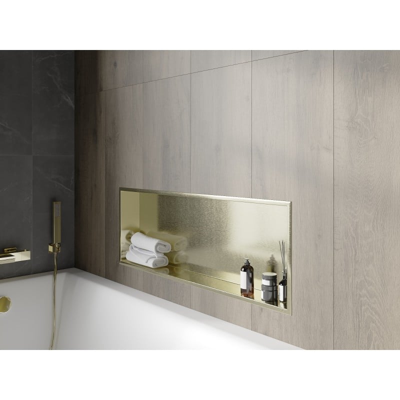 Mexen X-Wall-R Eingebaute Regal mit Flansch 90 x 30 cm, gebürstetes Gold - 1950903010