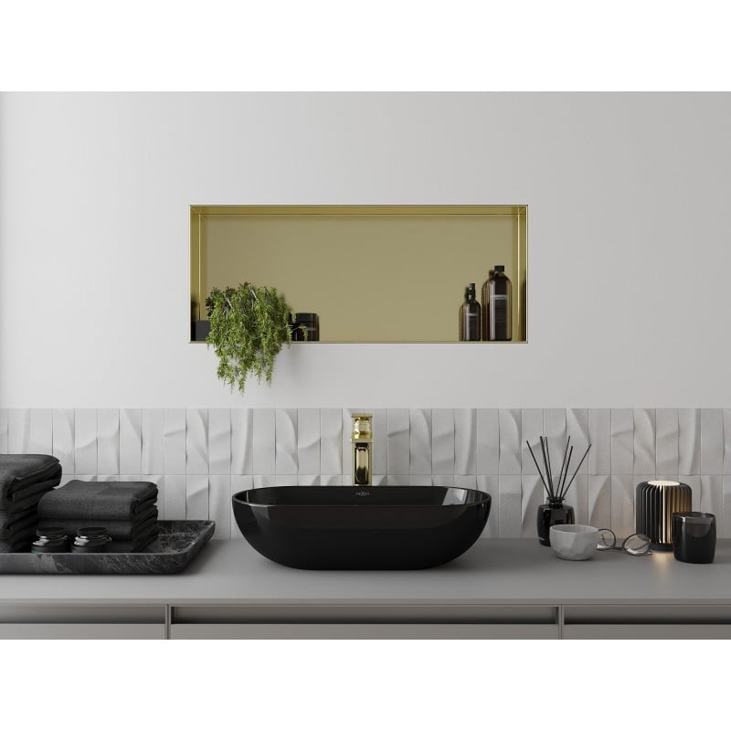 Mexen X-Wall-NR Nischenregal ohne Flansch 75 x 30 cm, gebürstetes Gold - 1951753010