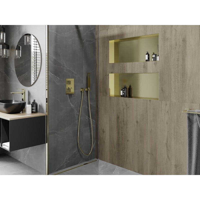 Mexen X-Wall-NR Nischenregal ohne Flansch 75 x 30 cm, gebürstetes Gold - 1951753010