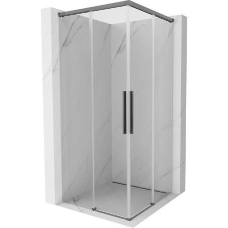Mexen Rox Duo Duschkabine Schiebetür 85 x 85 cm, transparent, Gun Metal - 8C2D-085-085-95-00