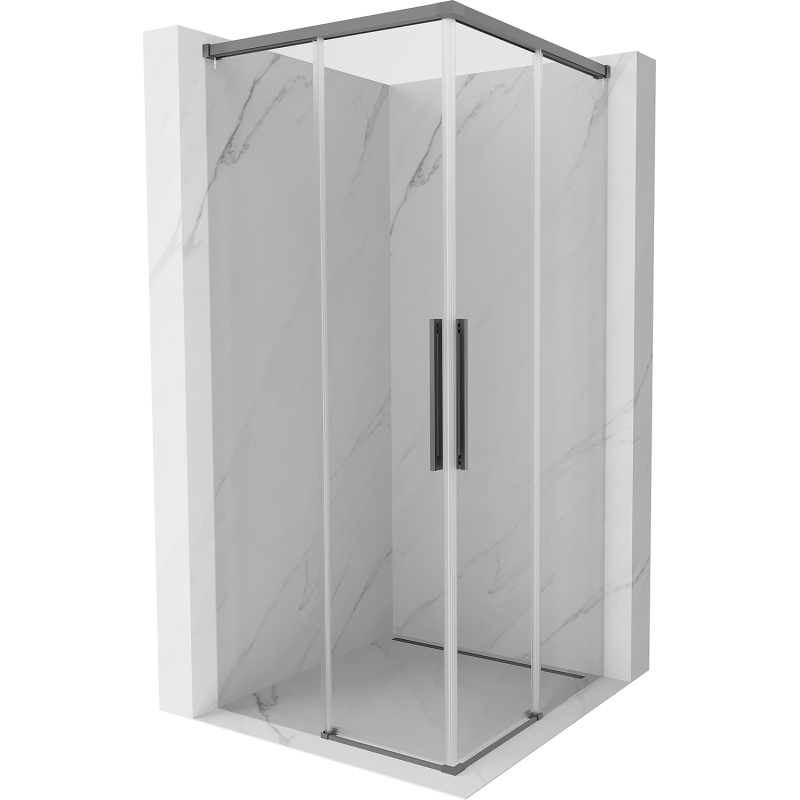 Mexen Rox Duo Eckeinstieg Duschkabine 100 x 100 cm, transparent, Gun Metal - 8C2D-100-100-95-00