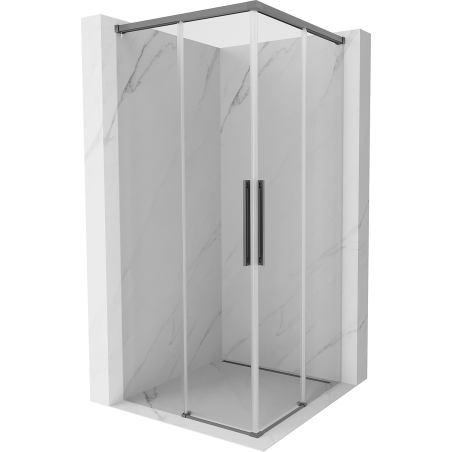 Mexen Rox Duo Eckeinstieg Duschkabine 100 x 100 cm, transparent, Gun Metal - 8C2D-100-100-95-00