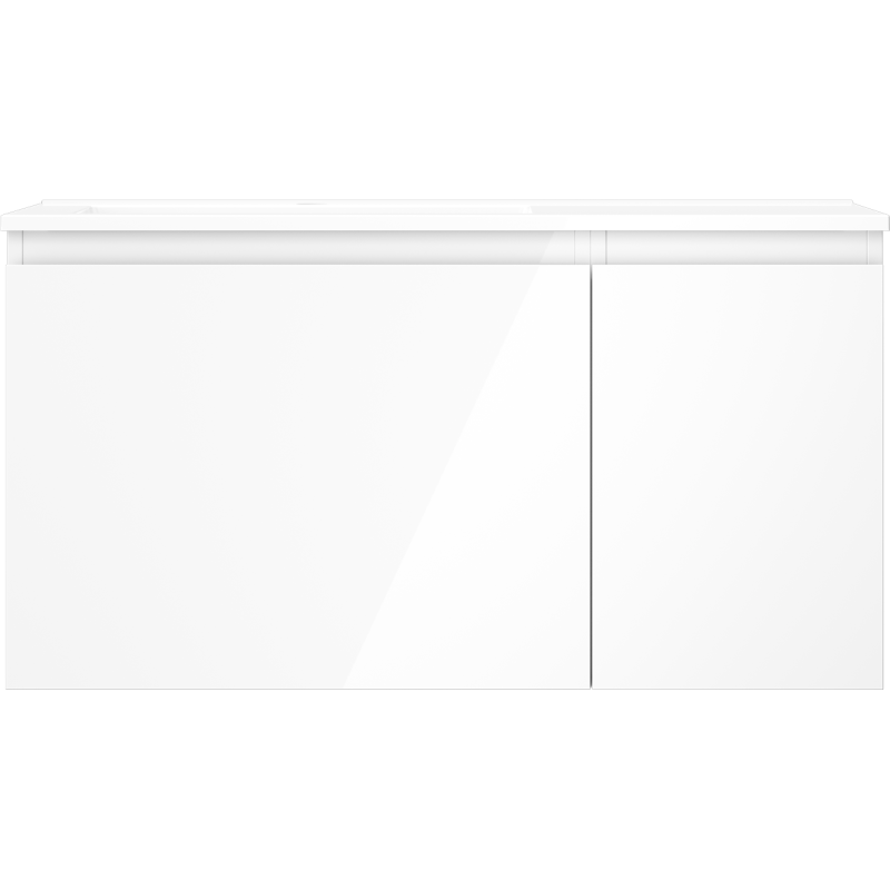 Mexen Orio Badezimmerschrank 90 cm mit Waschbecken Otis links, 1S, 1D, weiß glänzend - 91A13-09047-3-BBFF00-W18L00