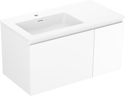 Mexen Orio Badezimmerschrank 90 cm mit Waschbecken Otis links, 1S, 1T, weiß matt - 91A13-09047-3-BBFF01-W18L01