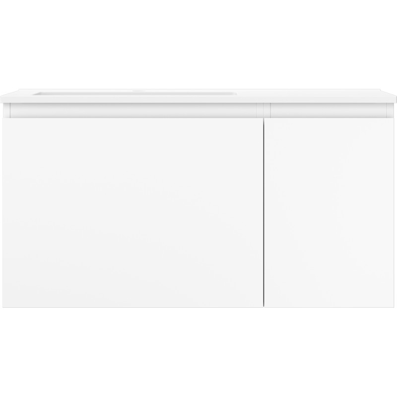 Mexen Orio Badezimmerschrank 90 cm mit Waschbecken Otis links, 1S, 1D, weiß matt - 91A13-09047-3-BBFF01-W18L01