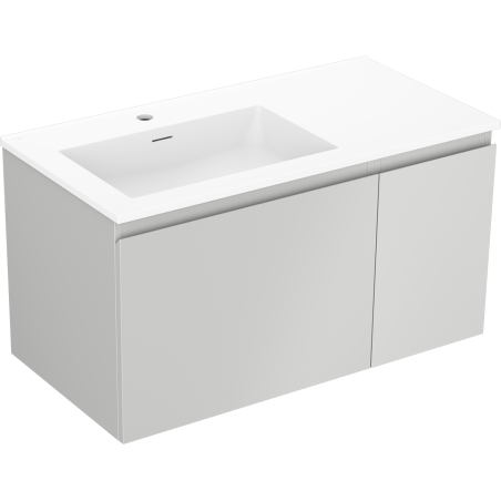 Mexen Orio Badezimmerschrank 90 cm mit Waschbecken Otis links, 1S, 1D, grau matt/weiß matt - 91A13-09047-3-BBFF62-W18L01