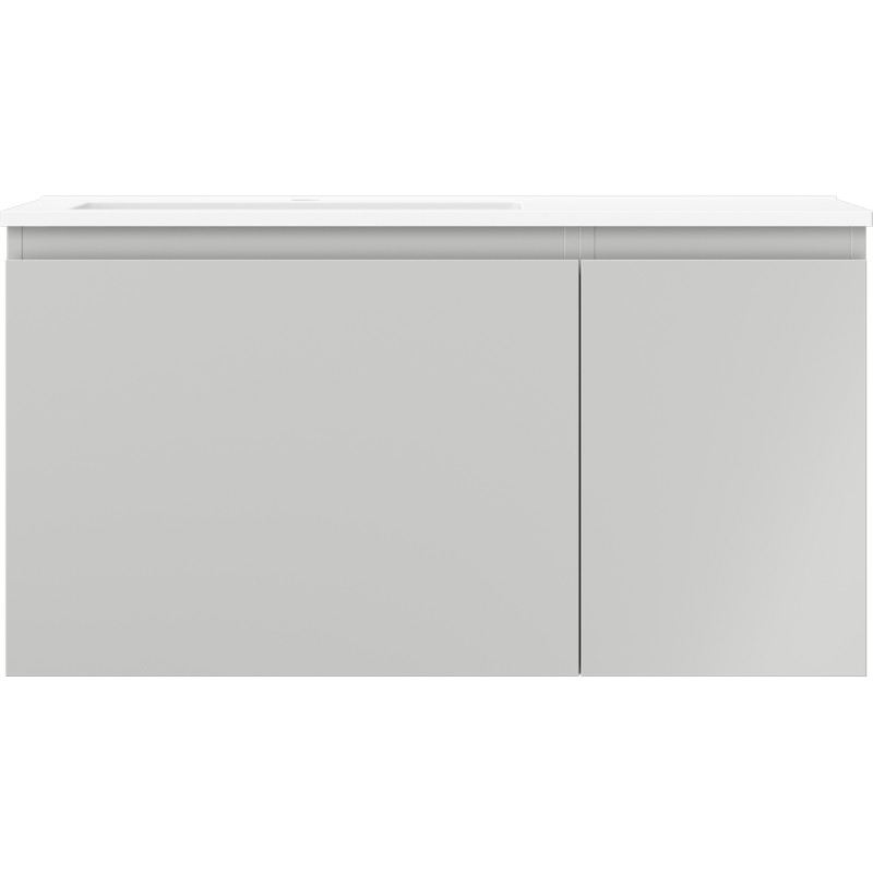 Mexen Orio Badezimmerschrank 90 cm mit Waschbecken Otis links, 1S, 1D, grau matt/weiß matt - 91A13-09047-3-BBFF62-W18L01