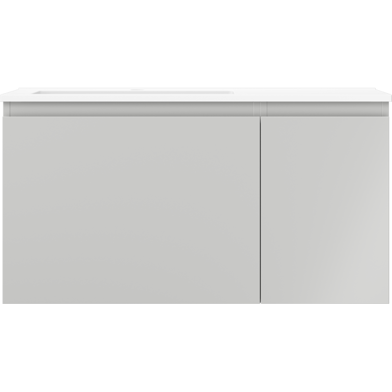 Mexen Orio Badezimmerunterschrank 90 cm mit linkem Waschbecken Otis, 1S, 1D, graumatt/weißmatt - 91A13-09047-3-BBFF62-W18L01