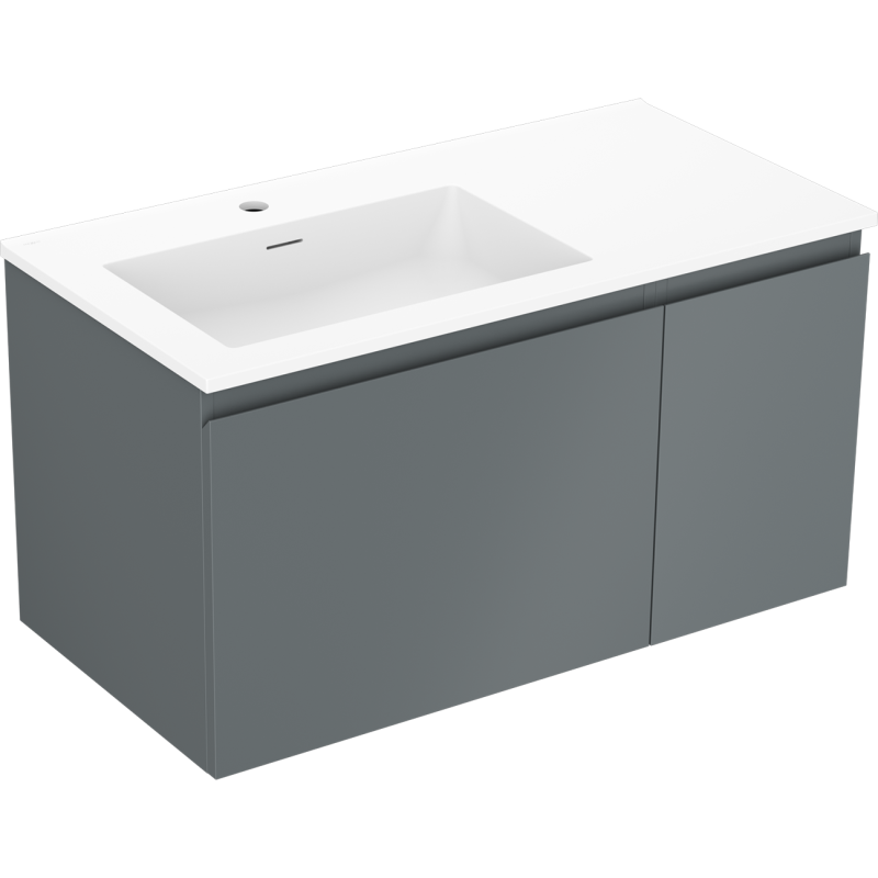 Mexen Orio Badezimmerschrank 90 cm mit Waschbecken Otis links, 1S, 1D, grafit matt/weiß matt - 91A13-09047-3-BBFF66-W18L01