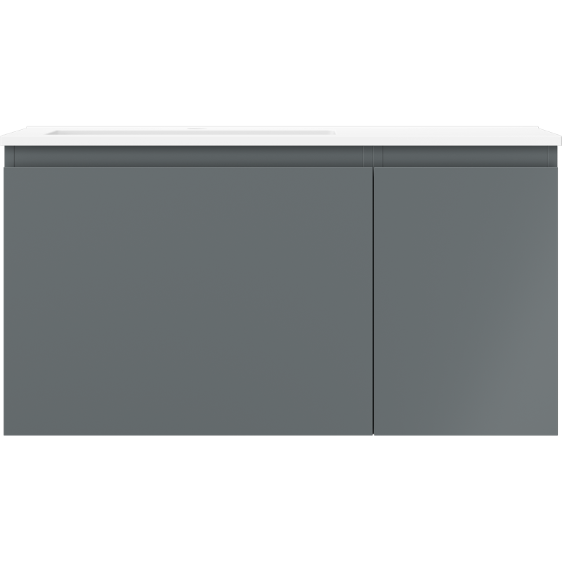 Mexen Orio Badezimmerschrank 90 cm mit Waschbecken Otis links, 1S, 1D, grafit matt/weiß matt - 91A13-09047-3-BBFF66-W18L01