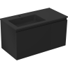 Mexen Orio Badezimmerunterschrank 90 cm mit linksseitigem Otis-Waschbecken, 1S, 1D, schwarz matt - 91A13-09047-3-BBFF71-W18L71