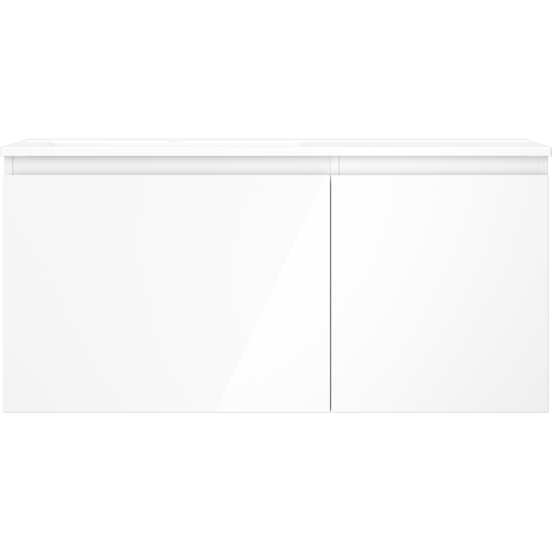 Mexen Orio Badezimmerschrank 100 cm mit Waschbecken Otis links, 1S, 1D, weiß glänzend - 91A13-10047-3-BBFF00-W18L00