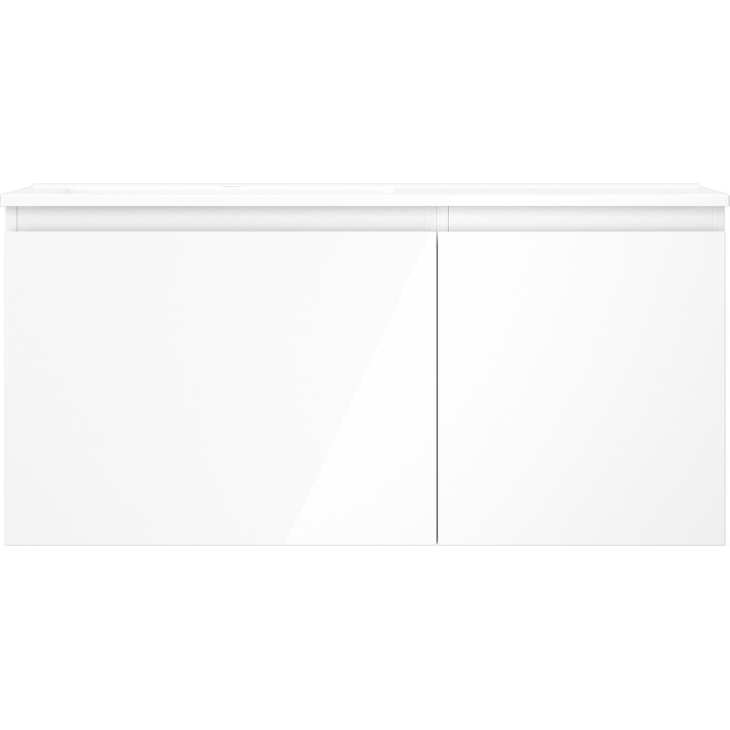 Mexen Orio Badezimmerschrank 100 cm mit Waschbecken Otis links, 1S, 1T, weiß glänzend - 91A13-10047-3-BBFF00-W18L00