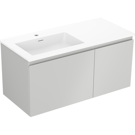 Mexen Orio Badezimmerschrank 100 cm mit Waschbecken Otis links, 1S, 1D, grau matt/weiß matt - 91A13-10047-3-BBFF62-W18L01