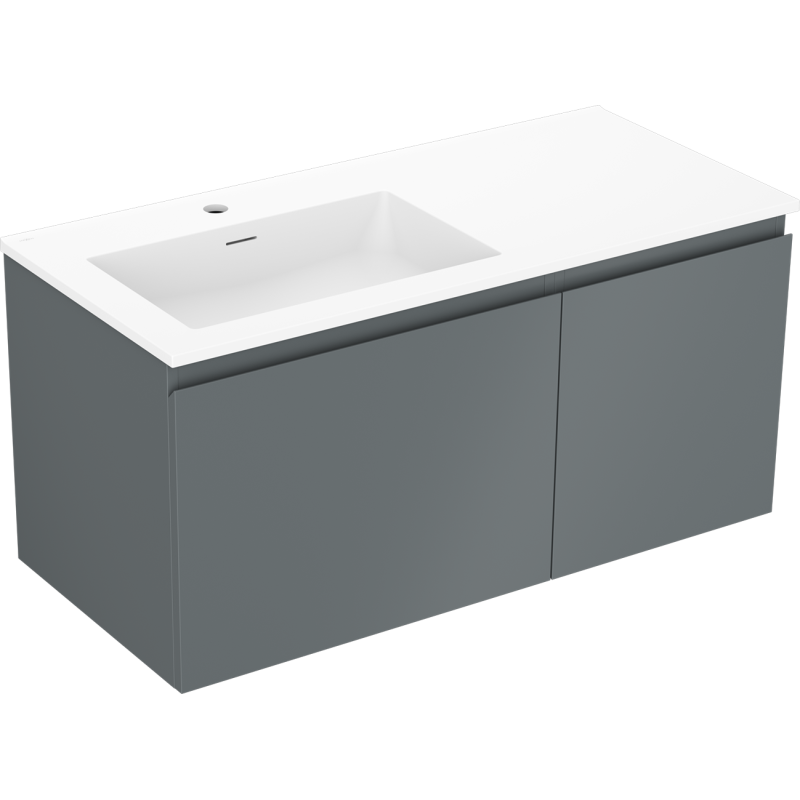Mexen Orio Badezimmerschrank 100 cm mit linkem Waschbecken Otis, 1S, 1D, grafit matt/weiß matt - 91A13-10047-3-BBFF66-W18L01