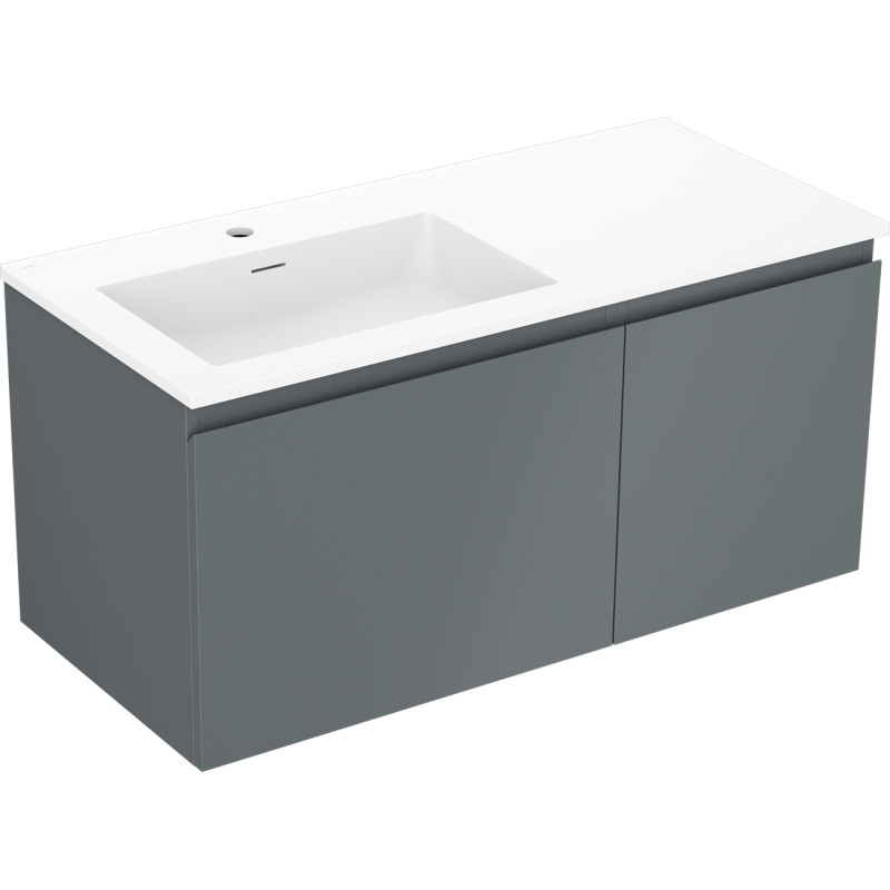 Mexen Orio Badezimmerschrank 100 cm mit Waschbecken Otis links, 1S, 1T, Graphit matt/weiß matt - 91A13-10047-3-BBFF66-W18L01