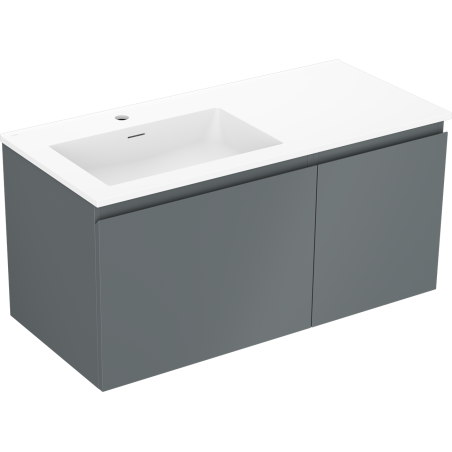 Mexen Orio Badezimmerschrank 100 cm mit linkem Waschbecken Otis, 1S, 1D, grafit matt/weiß matt - 91A13-10047-3-BBFF66-W18L01