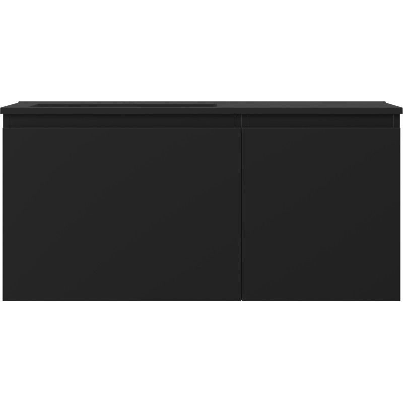 Mexen Orio Badezimmerschrank 100 cm mit Waschbecken Otis links, 1S, 1D, schwarz matt - 91A13-10047-3-BBFF71-W18L71
