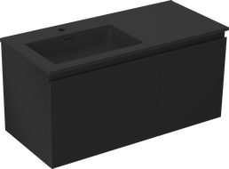 Mexen Orio Badezimmermöbel 100 cm mit Waschbecken Otis links, 1S, 1D, schwarz matt - 91A13-10047-3-BBFF71-W18L71