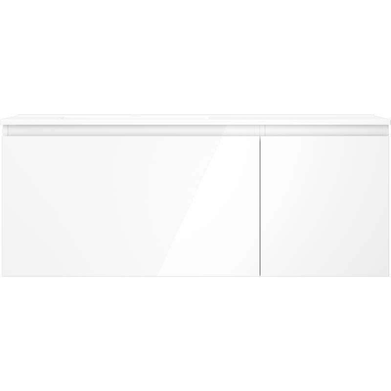 Mexen Orio Badezimmerschrank 120 cm mit Waschbecken Otis links, 1S, 1D, weiß glänzend - 91A13-12047-3-BBFF00-W18L00