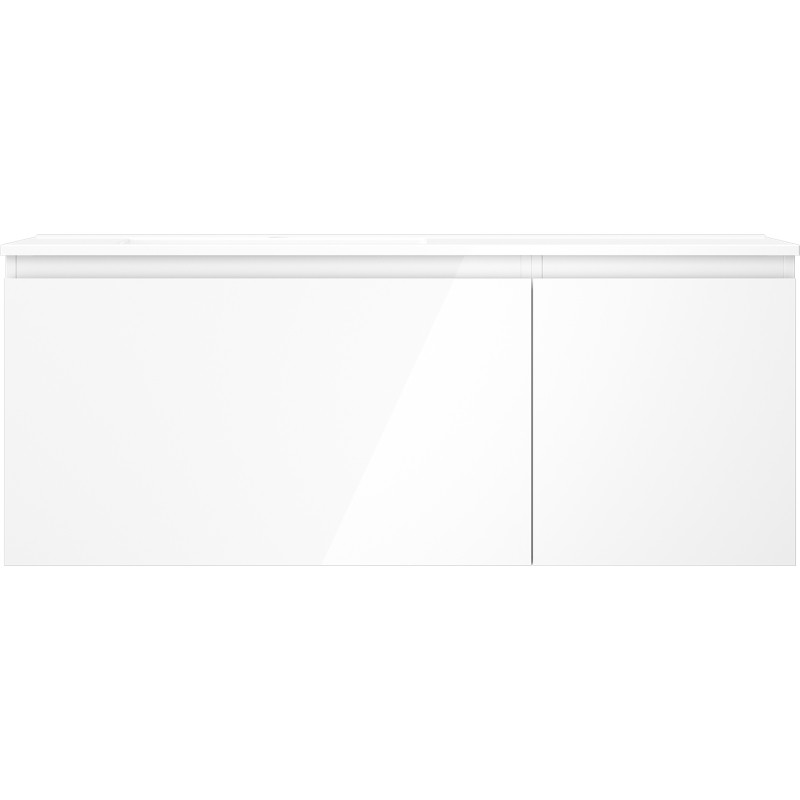 Mexen Orio Badezimmerschrank 120 cm mit Waschbecken Otis links, 1S, 1T, weiß glänzend - 91A13-12047-3-BBFF00-W18L00