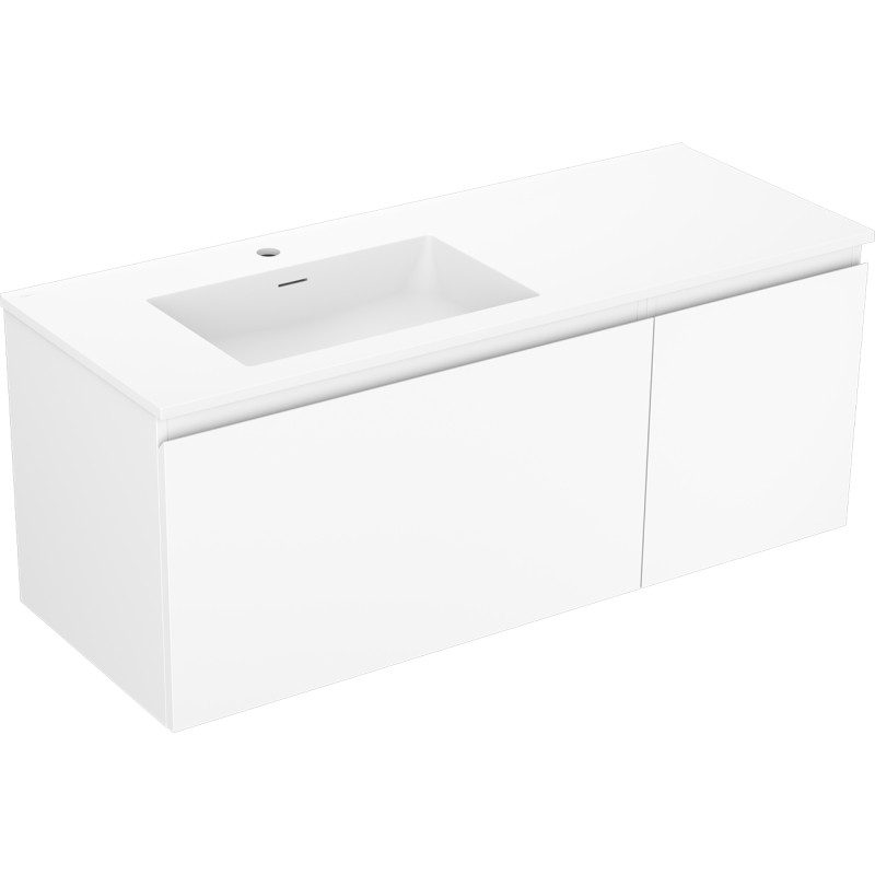 Mexen Orio Badezimmerschrank 120 cm mit Waschbecken Otis links, 1S, 1T, weiß matt - 91A13-12047-3-BBFF01-W18L01