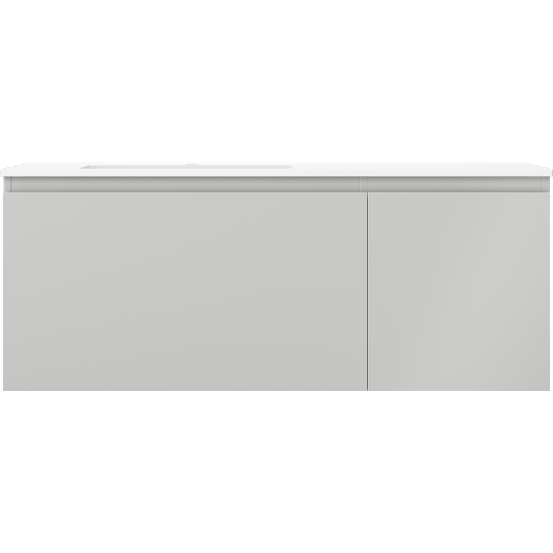 Mexen Orio Badezimmerschrank 120 cm mit Otis Waschbecken links, 1S, 1D, grau matt/weiß matt - 91A13-12047-3-BBFF62-W18L01
