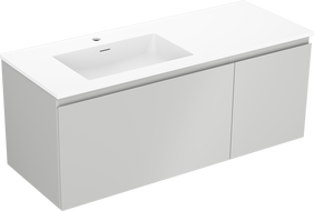 Mexen Orio Badezimmerschrank 120 cm mit Otis Waschbecken links, 1S, 1D, grau matt/weiß matt - 91A13-12047-3-BBFF62-W18L01