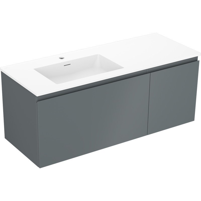 Mexen Orio Badezimmerschrank 120 cm mit Waschbecken Otis links, 1S, 1D, Graphit matt/weiß matt - 91A13-12047-3-BBFF66-W18L01
