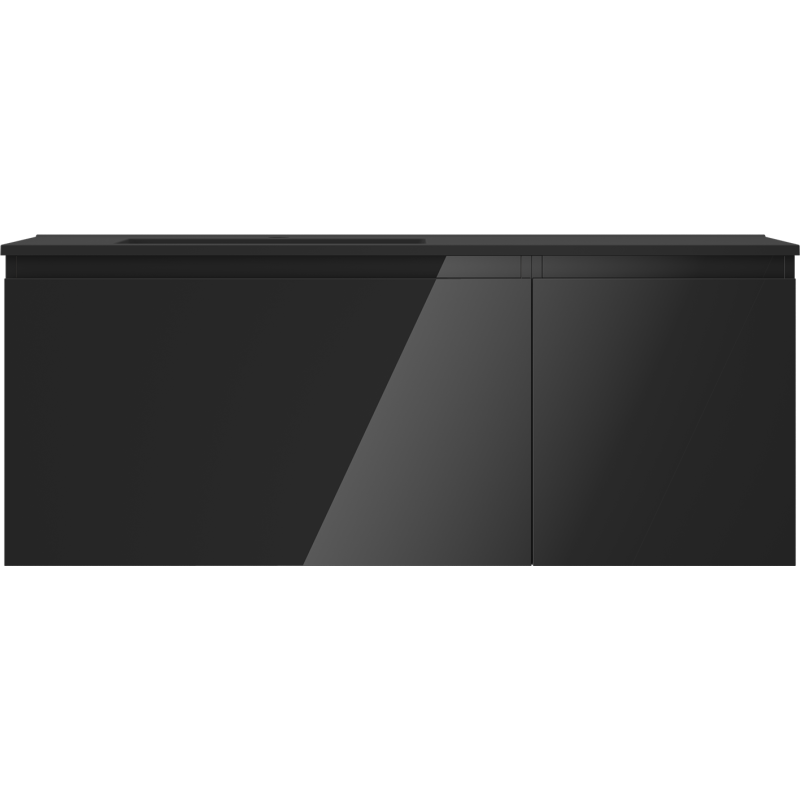 Mexen Orio Badezimmerschrank 120 cm mit Waschbecken Otis links, 1S, 1D, schwarz glänzend/schwarz matt
