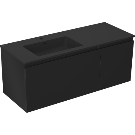 Mexen Orio Badezimmerschrank 120 cm mit Waschbecken Otis links, 1S, 1D, schwarz matt - 91A13-12047-3-BBFF71-W18L71
