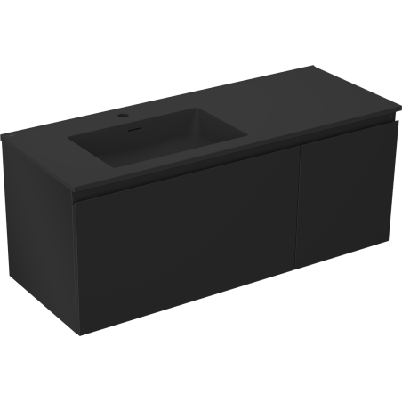 Mexen Orio Badezimmerschrank 120 cm mit Waschbecken Otis links, 1S, 1T, schwarz matt - 91A13-12047-3-BBFF71-W18L71