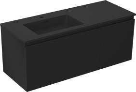 Mexen Orio Badezimmerschrank 120 cm mit Waschbecken Otis links, 1S, 1D, schwarz matt - 91A13-12047-3-BBFF71-W18L71