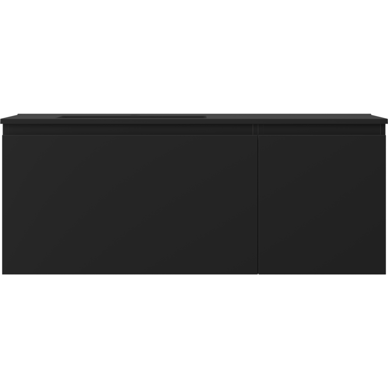 Mexen Orio Badezimmerschrank 120 cm mit Waschbecken Otis links, 1S, 1D, schwarz matt - 91A13-12047-3-BBFF71-W18L71