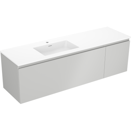 Mexen Orio Badezimmerschrank 160 cm mit linkem Waschbecken Otis, 1S, 1D, grau matt/weiß matt - 91A13-16047-3-BBFF62-W18L01