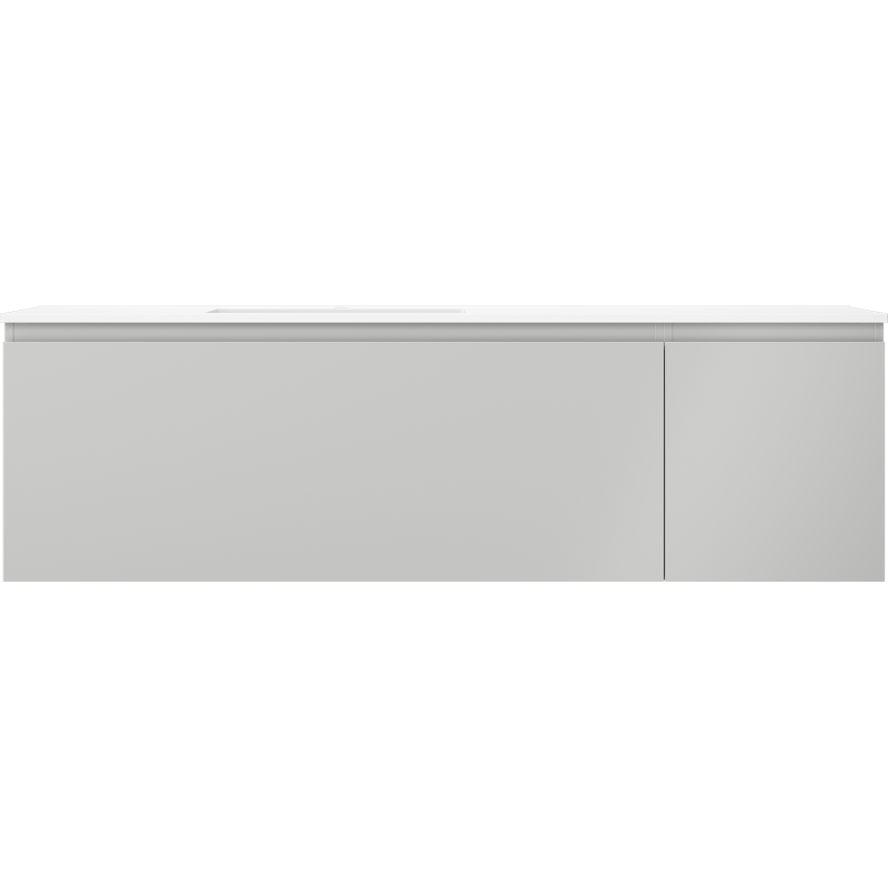 Mexen Orio Badezimmerschrank 160 cm mit linkem Waschbecken Otis, 1S, 1D, grau matt/weiß matt - 91A13-16047-3-BBFF62-W18L01