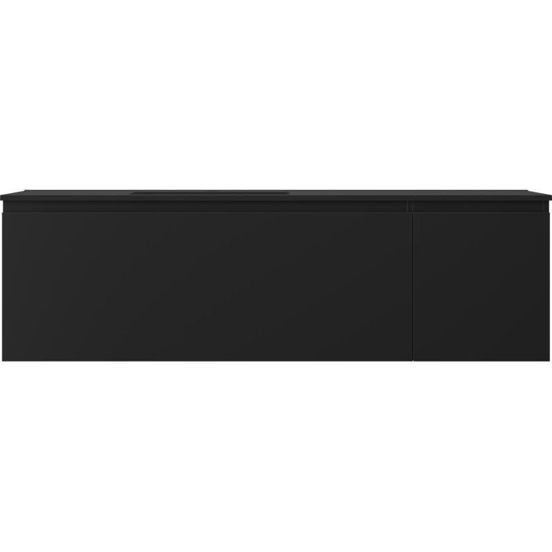 Mexen Orio Badezimmerschrank 160 cm mit Waschbecken Otis links, 1S, 1D, schwarz matt - 91A13-16047-3-BBFF71-W18L71