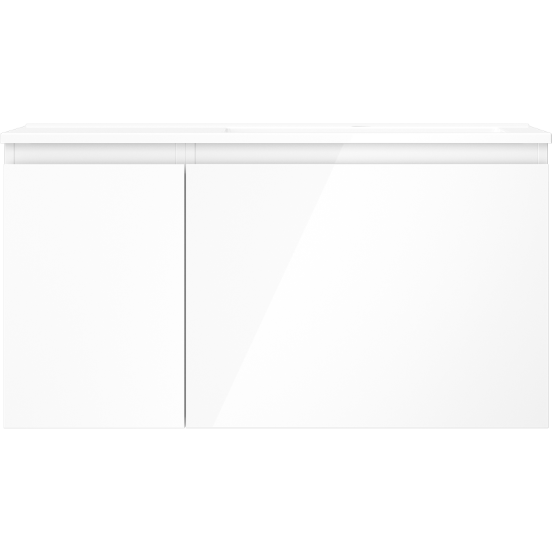 Mexen Orio Badezimmerschrank 90 cm mit rechter Otis-Waschtisch, 1S, 1D, weiß glänzend - 91A13-09047-3-BBFF00-W18P00