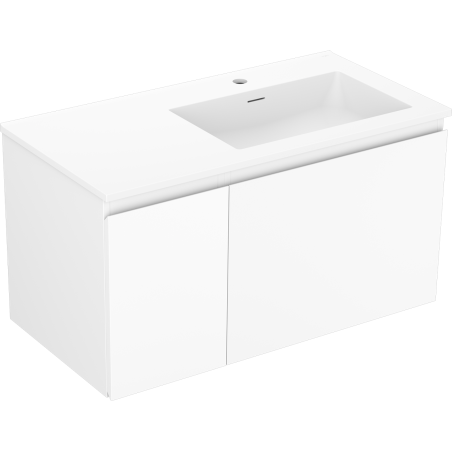 Mexen Orio Badezimmerschrank 90 cm mit rechter Otis-Waschtisch, 1S, 1D, matt weiß - 91A13-09047-3-BBFF01-W18P01