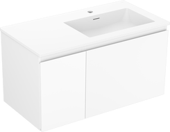 Mexen Orio Badezimmerschrank 90 cm mit rechter Otis-Waschtisch, 1S, 1D, matt weiß - 91A13-09047-3-BBFF01-W18P01
