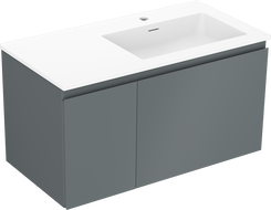 Mexen Orio Badezimmerschrank 90 cm mit Waschbecken Otis rechts, 1S, 1D, graphit matt/weiß matt - 91A13-09047-3-BBFF66-W18P01