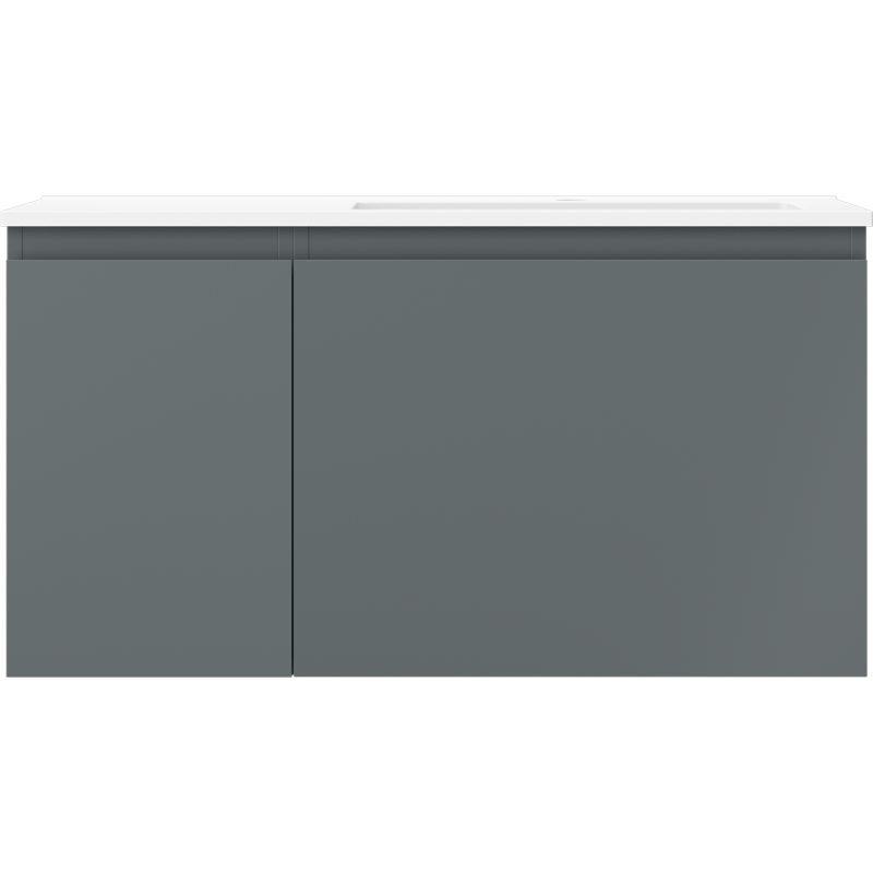 Mexen Orio Badezimmerschrank 90 cm mit Waschbecken Otis rechts, 1S, 1D, graphit matt/weiß matt - 91A13-09047-3-BBFF66-W18P01