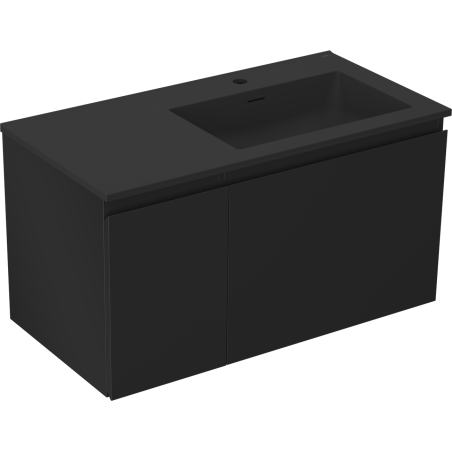 Mexen Orio Badezimmerunterschrank 90 cm mit Waschbecken Otis rechts, 1S, 1D, schwarz matt - 91A13-09047-3-BBFF71-W18P71
