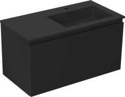 Mexen Orio Badezimmerunterschrank 90 cm mit Waschbecken Otis rechts, 1S, 1D, schwarz matt - 91A13-09047-3-BBFF71-W18P71