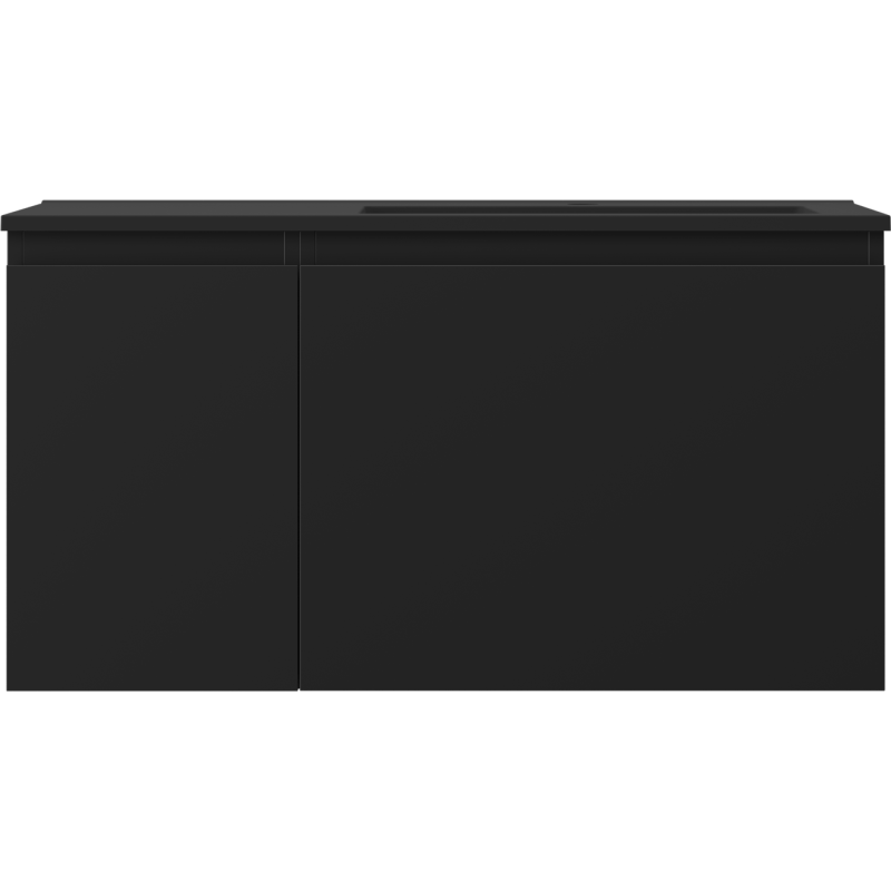 Mexen Orio Badezimmerunterschrank 90 cm mit Waschbecken Otis rechts, 1S, 1D, schwarz matt - 91A13-09047-3-BBFF71-W18P71