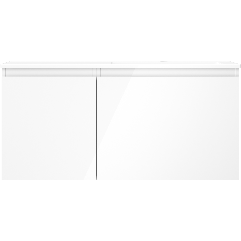 Mexen Orio Badezimmerschrank 100 cm mit Waschbecken Otis rechts, 1S, 1D, weiß glänzend - 91A13-10047-3-BBFF00-W18P00
