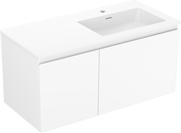 Mexen Orio Badezimmerschrank 100 cm mit Waschbecken Otis rechts, 1S, 1D, weiß matt - 91A13-10047-3-BBFF01-W18P01