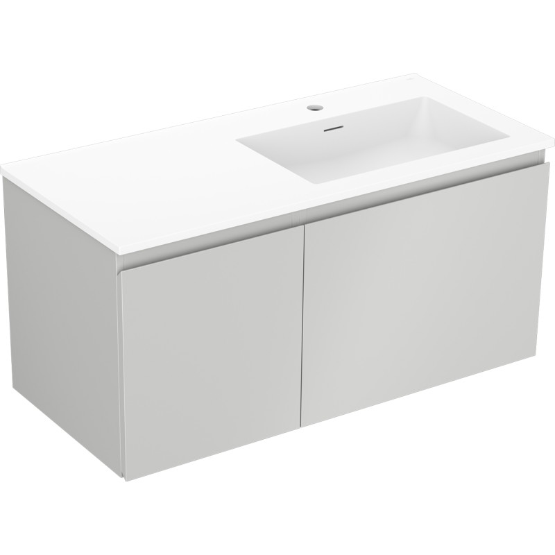 Mexen Orio 100 cm Badezimmerunterschrank mit Waschbecken Otis rechts, 1S, 1D, grau matt/weiß matt - 91A13-10047-3-BBFF62-W18P01