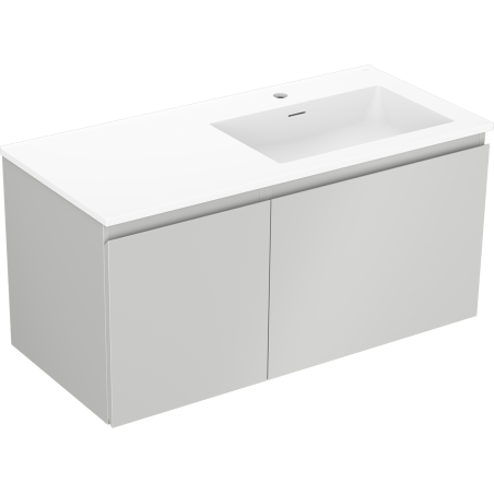 Mexen Orio 100 cm Badezimmerunterschrank mit Waschbecken Otis rechts, 1S, 1D, grau matt/weiß matt - 91A13-10047-3-BBFF62-W18P01